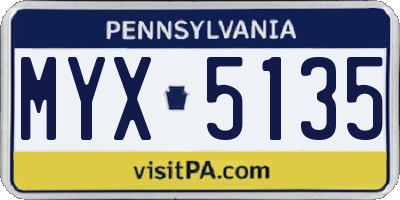 PA license plate MYX5135