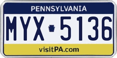 PA license plate MYX5136