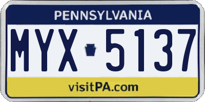 PA license plate MYX5137