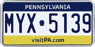 PA license plate MYX5139
