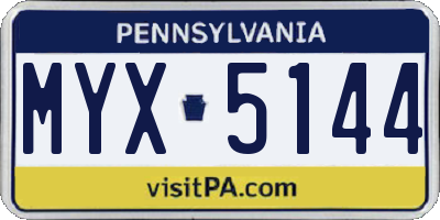 PA license plate MYX5144