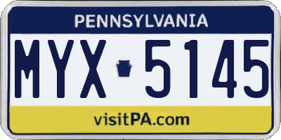 PA license plate MYX5145