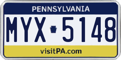 PA license plate MYX5148