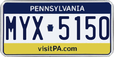 PA license plate MYX5150