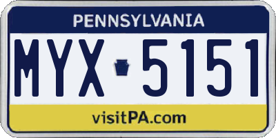 PA license plate MYX5151