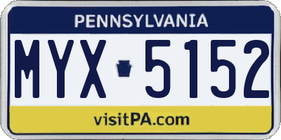 PA license plate MYX5152