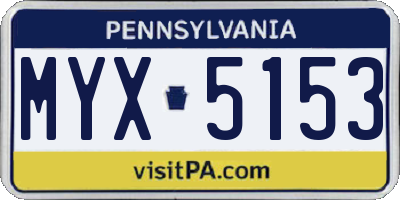PA license plate MYX5153