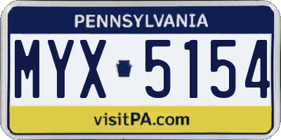 PA license plate MYX5154