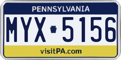 PA license plate MYX5156