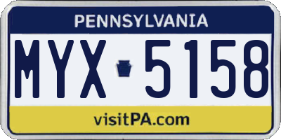 PA license plate MYX5158