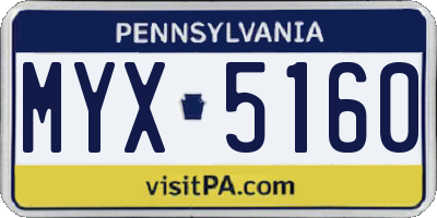 PA license plate MYX5160