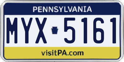 PA license plate MYX5161