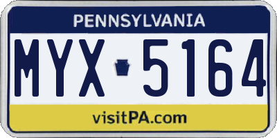PA license plate MYX5164