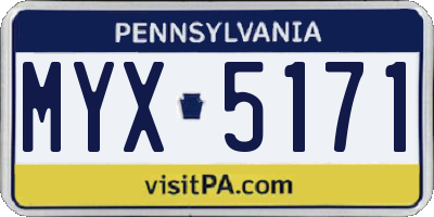 PA license plate MYX5171