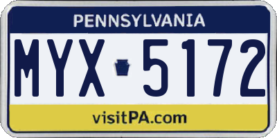 PA license plate MYX5172