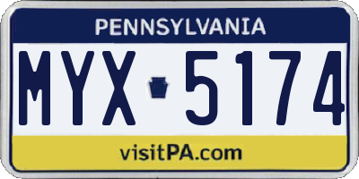 PA license plate MYX5174