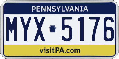 PA license plate MYX5176