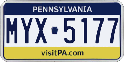 PA license plate MYX5177