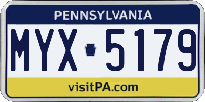 PA license plate MYX5179