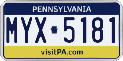 PA license plate MYX5181