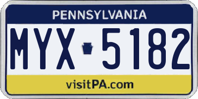PA license plate MYX5182