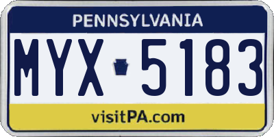 PA license plate MYX5183