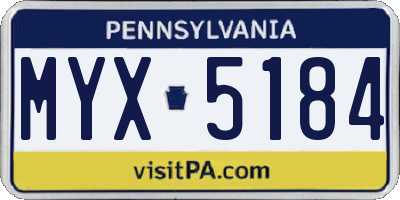 PA license plate MYX5184