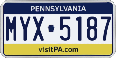 PA license plate MYX5187