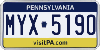 PA license plate MYX5190