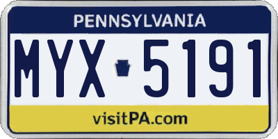 PA license plate MYX5191