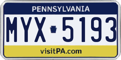 PA license plate MYX5193