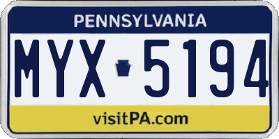 PA license plate MYX5194