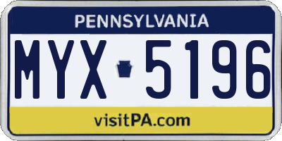 PA license plate MYX5196