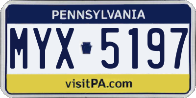 PA license plate MYX5197