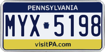 PA license plate MYX5198