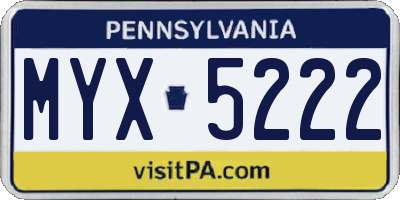 PA license plate MYX5222