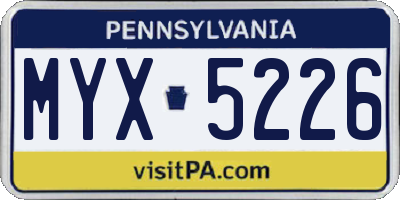 PA license plate MYX5226