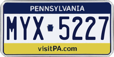 PA license plate MYX5227