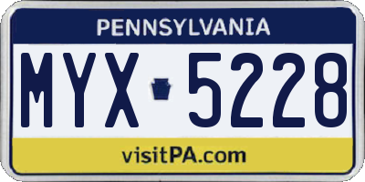 PA license plate MYX5228