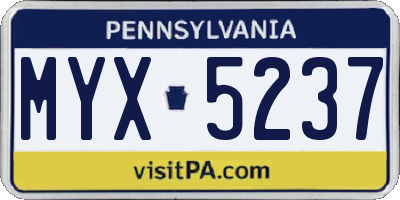 PA license plate MYX5237