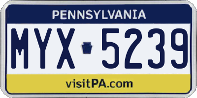 PA license plate MYX5239