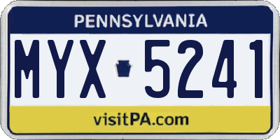 PA license plate MYX5241