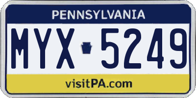 PA license plate MYX5249