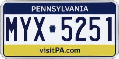 PA license plate MYX5251
