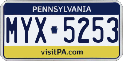 PA license plate MYX5253