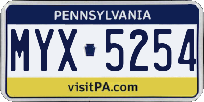 PA license plate MYX5254