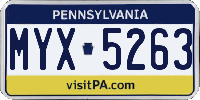 PA license plate MYX5263