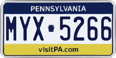 PA license plate MYX5266