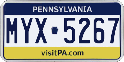 PA license plate MYX5267