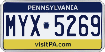 PA license plate MYX5269